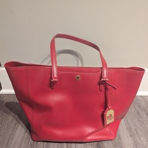 Ralph Lauren Newbury Halee Tote In Red